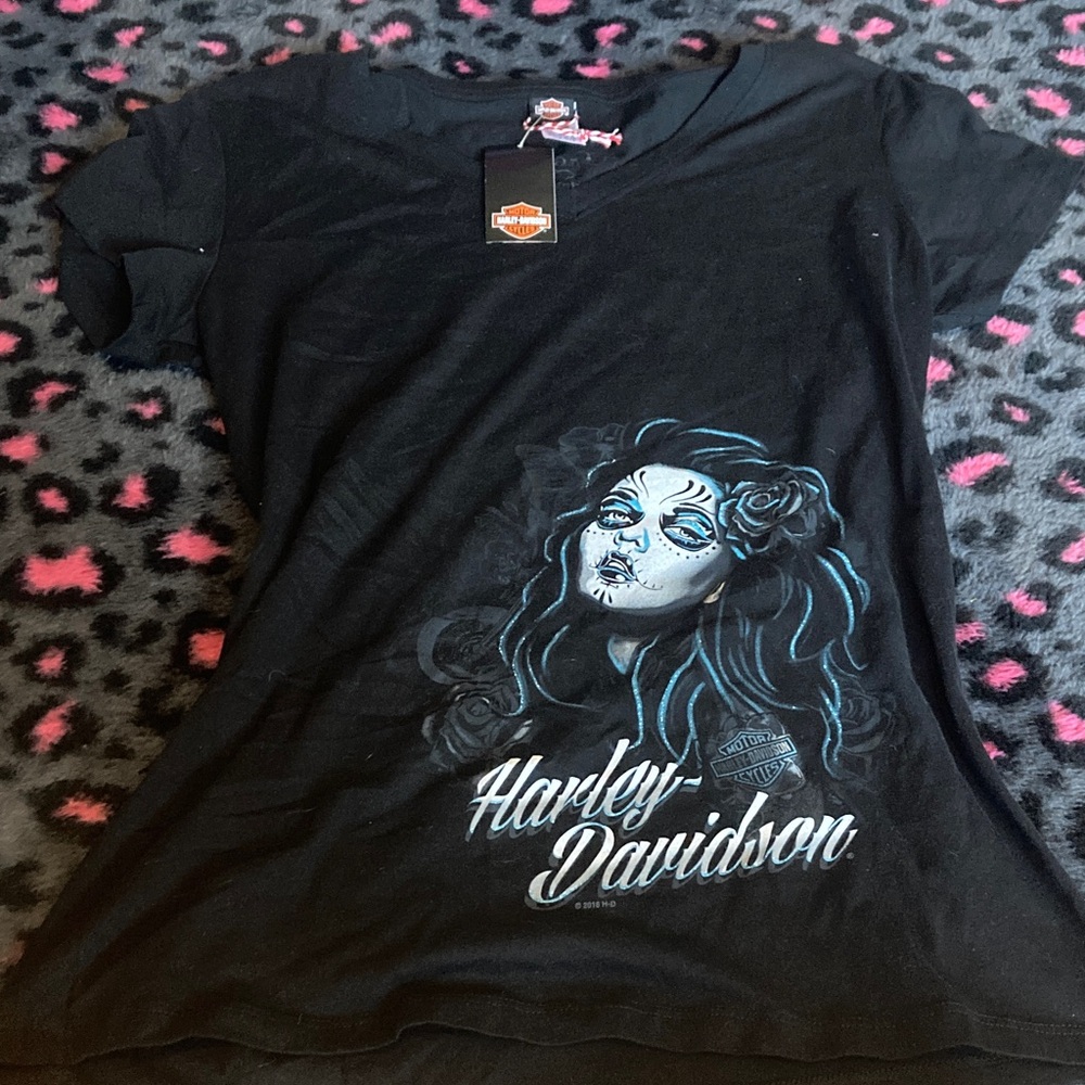 NWT Harley-Davidson Black and Blue Artistic T-Shirt XL